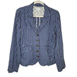 Sundance Womens Blue & White Gingham Blazer Jacket, XS